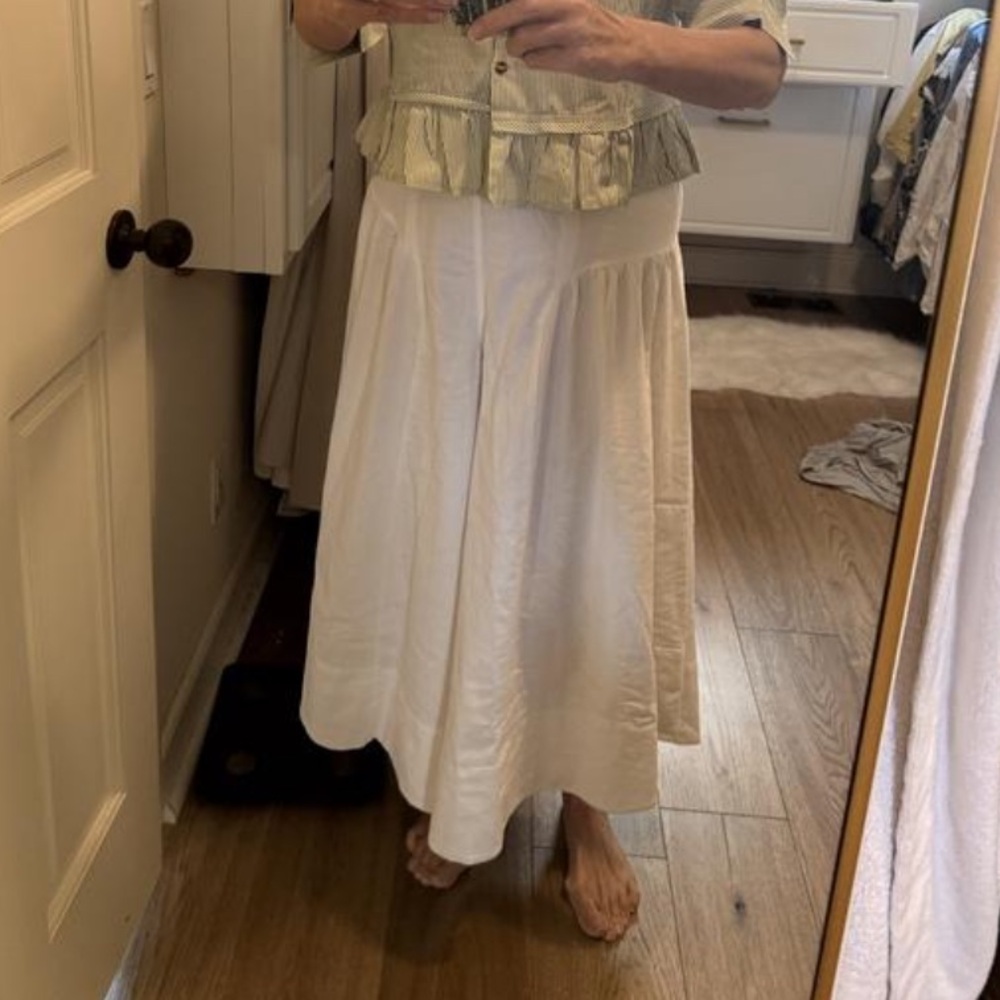 Anthropologie Linen White Extended Waist Gaucho Pants 12 NWT - Picture 5 of 13